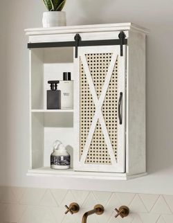 Sliding Door White Wood Wall Cabinet