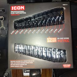 ICON PROFESSIONAL FLEX RACHETING WRENCH SET (METRIC)