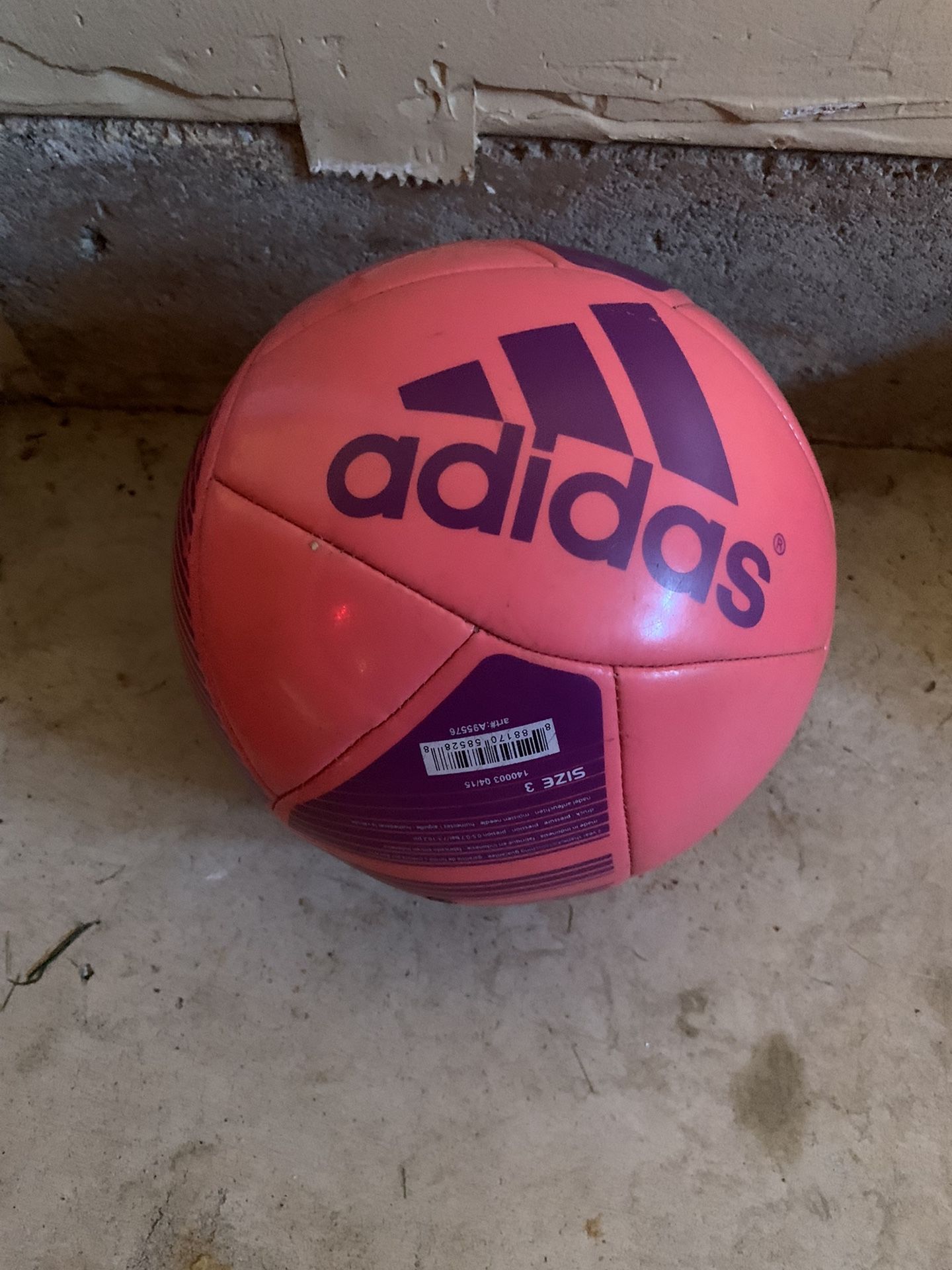 Size 3 Adidas Soccer Ball - Pink