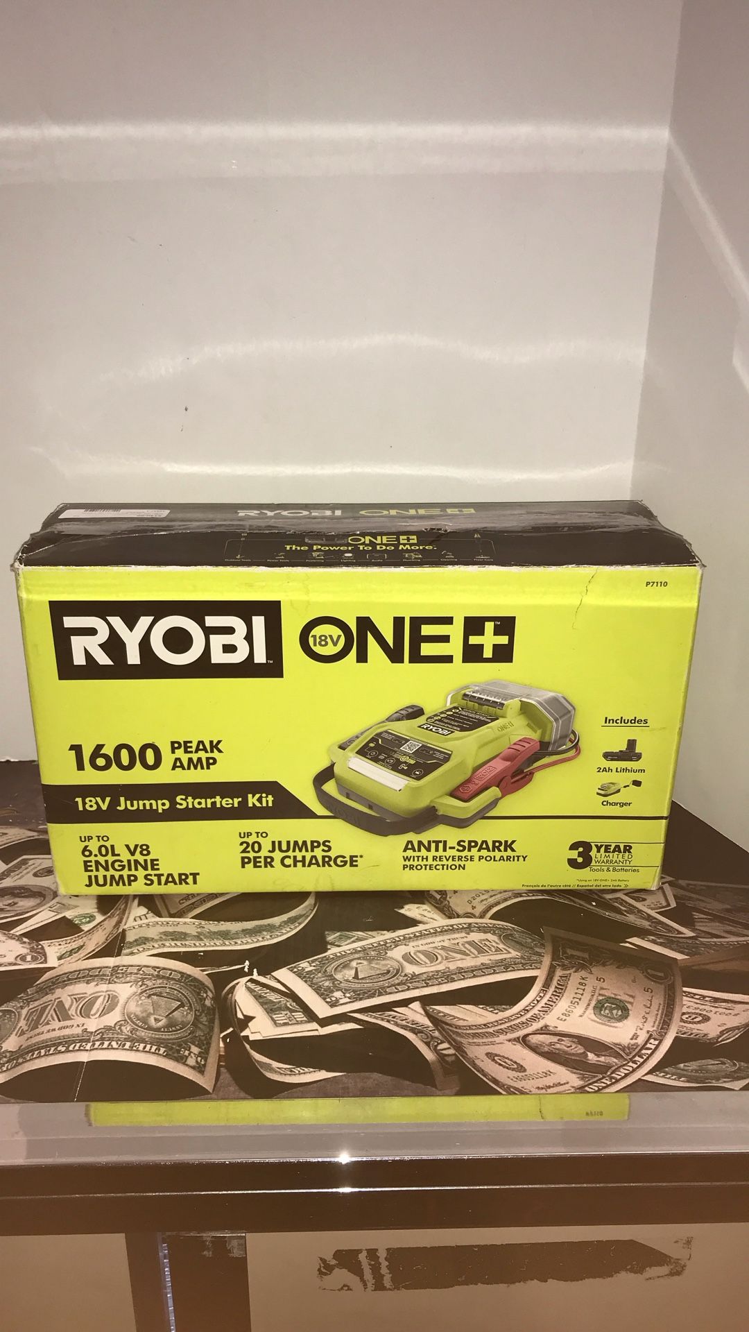 34937-1 RYOBI JUMP STARTER 1600 KIT WITH BATTERY AND CHARGER IN BOX