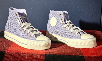 Converse Chuck Taylor All Star Lift Platform Knit sneakers in the "Violet Heat colorway