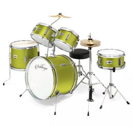 🥁 BRAND NEW 5PC LIME GREEN JUNIOR DRUM SET KID STARTER KIT