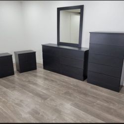 Dresser Whit Mirror , Chest And 2 Nightstands - Cómoda Con Espejo , Gavetero Y 2 Mesitas De Noche 