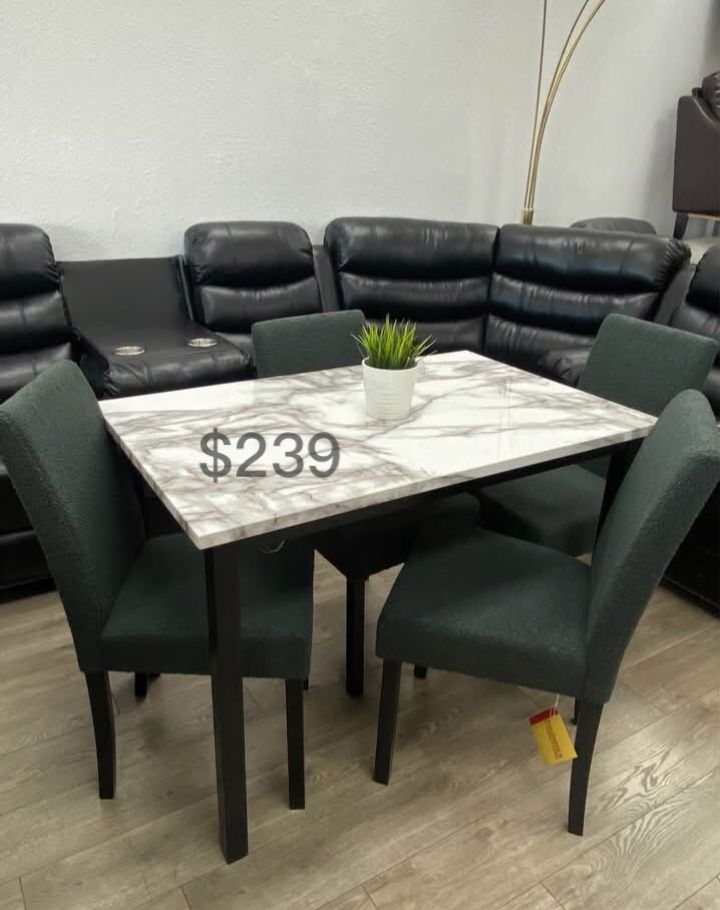 $239 No Tax 5-Pc Wool Fabric Dining Set