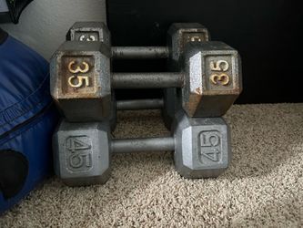 45 & 35 lb dumbbell set