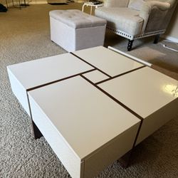 Square Coffee Table White And Brown