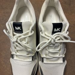 MK Michael Kors White Silver Women’s 8.5 Athletic Shoes New