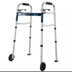 OasisSpace Compact Folding Walker with Trigger Release and 5'' Wheels for Narrow A246