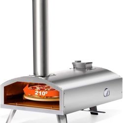 Pizza Oven Outdoor Wood-Fired - 12 Inch Outdoor Pizza Oven with Rotatable Pizza Stone, Portable Stainless Steel Pellet Pizza Oven for Outside Backyard