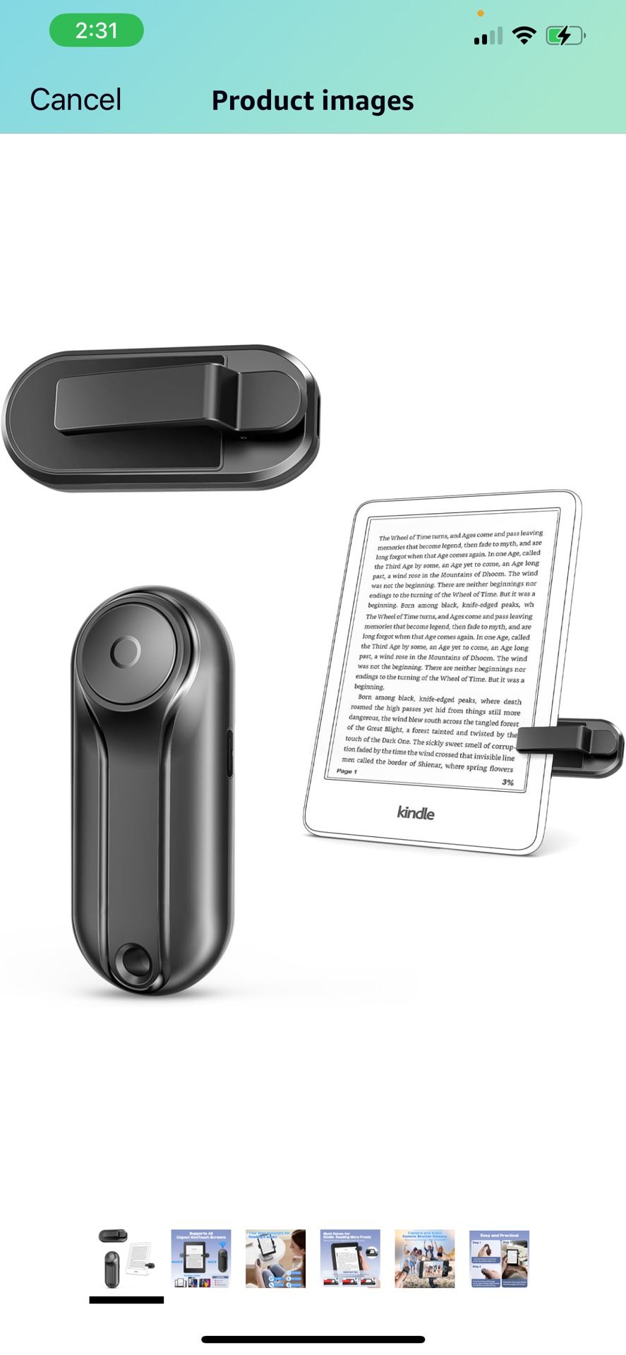 K3 Page Turner for Kindle Paperwhite Oasis Kobo eReaders, Remote Camera Shutter and Video, Remote Page Turner Clicker for ipad Tablets Reading Novels 