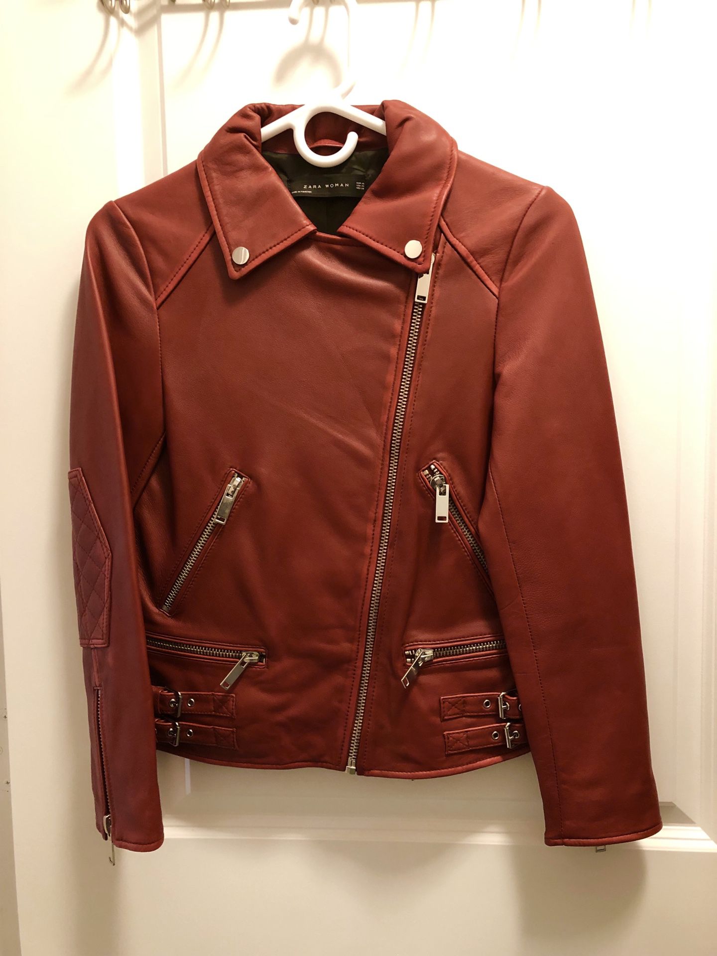 Zara Red Leather Jacket XS women