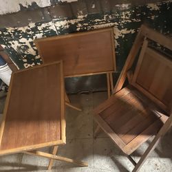 Vintage Folding Table And Chair Set