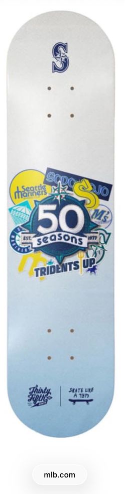 2026 Seattle Mariners Skateboard Deck Skate to the Plate 50 Seasons SGA 7/19/26
