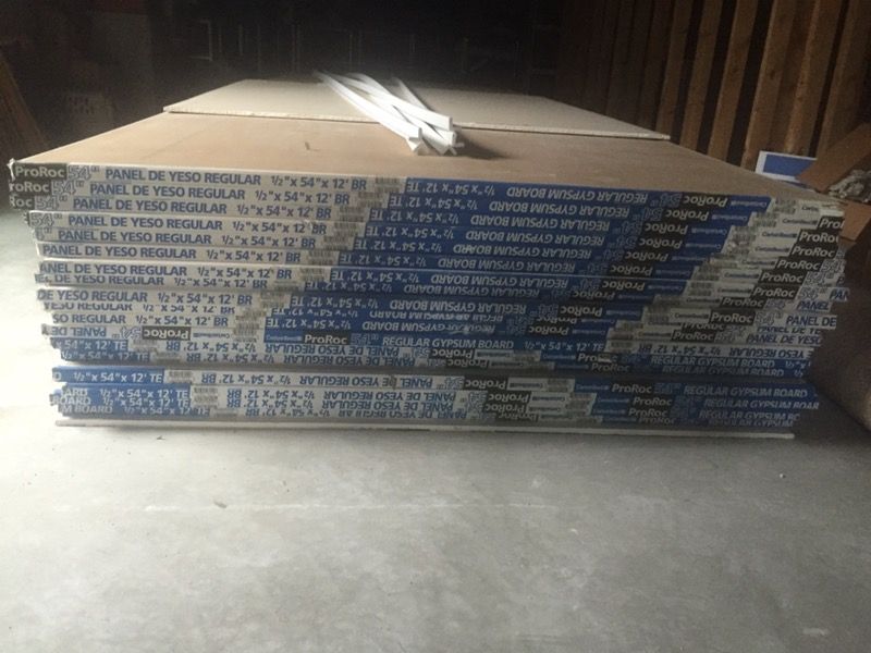 Sheetrock. 1/2"x 4.5' x12' gypsum board (50 count)