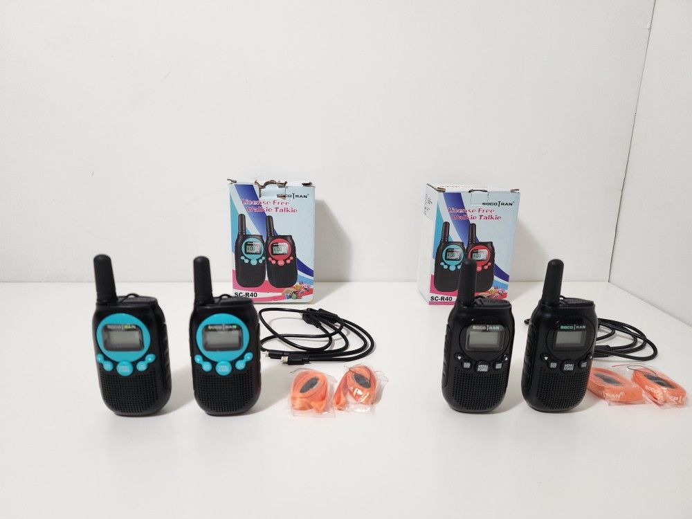 4-Pack Rechargeable Walkie Talkies For Adults Long Range 5 Miles USB Charger 22CH VOX Flashlight LCD FRS Two Ways Radio Walky Talky