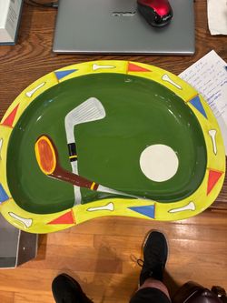 New golf themed clay platter 17x12