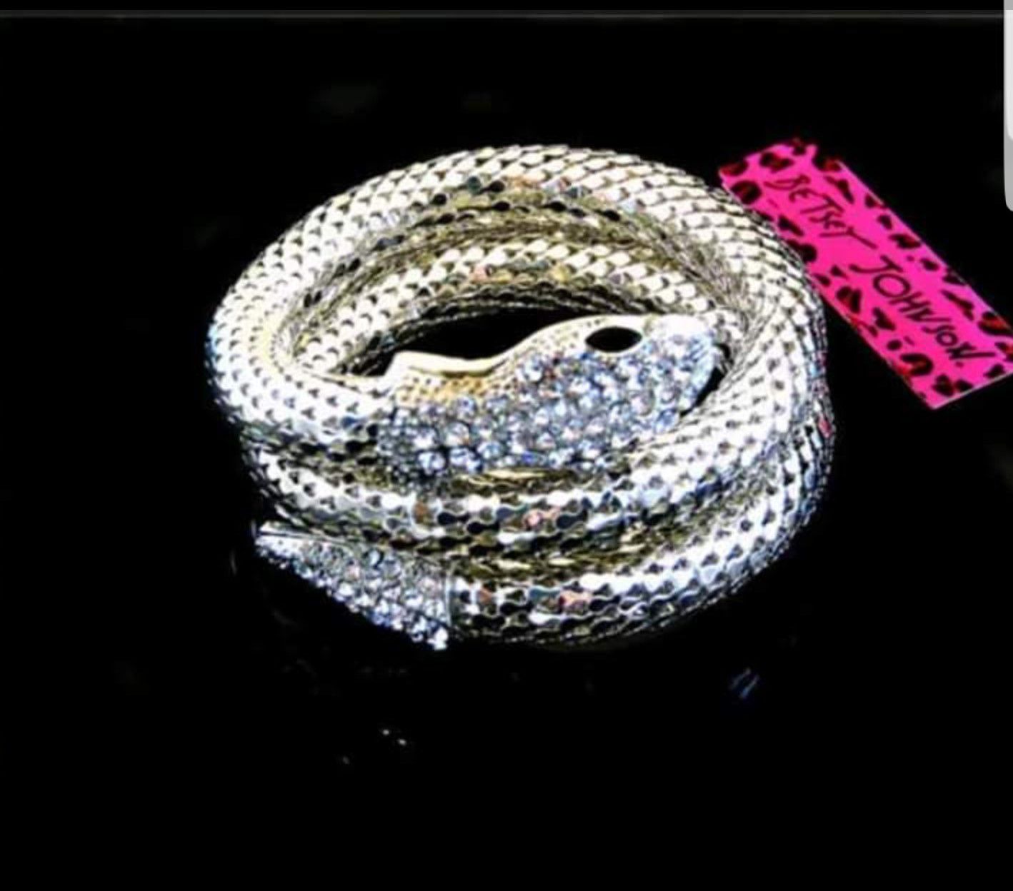 Betsey Johnson silver coiled snake bracelet, anklet, or armband