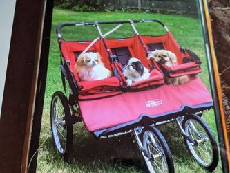 Red Three Seated Baby Stroller