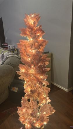 5ft Prelit Artificial Slim Pink Christmas Tree -New