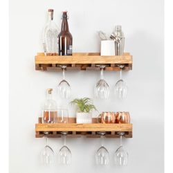 Solid Wood wine glass shelves