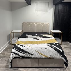 Full Bed Frame With Pull Out Drawers And Brand New Foam Mattress 