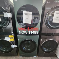 Washtower Stacked Smart Laundry Center 4.5 Cu. Ft. Front Load Washer & 7.4 Cu. Ft. Electric Dryer 