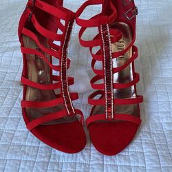 Quick Vday Gift!!Red Heel Gem Sandals 