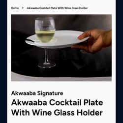 Set of 4 Ceramic Akwaaba Cocktail Plates with Wine Glass Holders (read description)