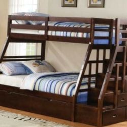 Bunk bed Twin over Full with Staircase and Storage FREE MATTRESSES!