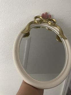 Baby Pink Mirror With Gold Bow