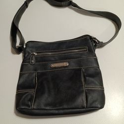 Franco Sarto 5 Pocket Adjustable Shoulder Black Purse 100% PVC