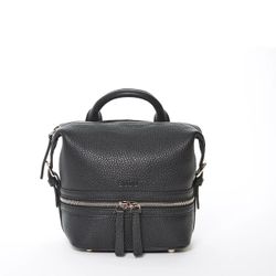 SUSU Ashley Small Black Leather Backpack Purse