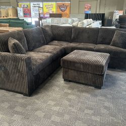 Chocolate Brown Sectional Sofa With Ottoman 