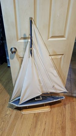 Large handmade wood sail boat
