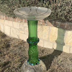 Repurposed Vintage Glassware Bird Bath