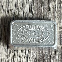 Anahiem Metal Co .999 Pure Silver One Troy ounce bar