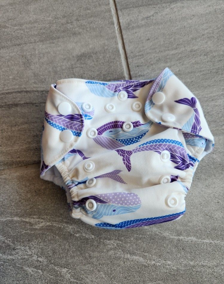 Cutie Bootie Newborn Cloth Diaper Whales