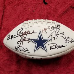 Cowboys Greats Signed Logo Football. Aikman Irving Starbaugh Lilly More