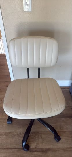 Cream Leather Office Chair