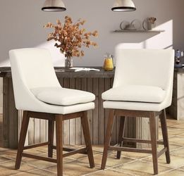Barstools Set of  4,26.4" Counter Height Swivel Bar Stools with Backrest & Footrest,PU Leather Upholstered, Armless Modern Bar Chairs for Kitchen Isla