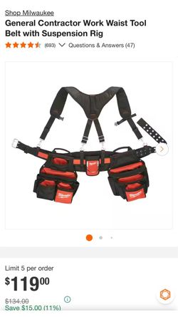 Milwaukee Tool Belt with Suspension Rig