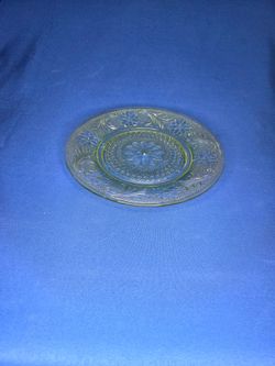 Vintage Tiara Indiana Glass Salad plate Chantilly Green Sandwich pattern