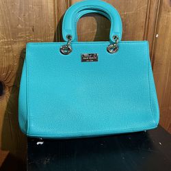 Kate Spade Wellesley Alessa Satchel Bag Giverny Blue Handbag Leather...