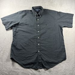 Ralph Lauren Blake Shirt Men’s XL Black Plaid Button Down Short Sleeve #4A