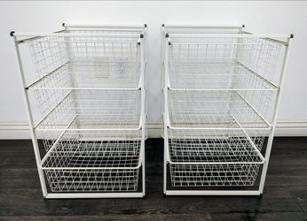 IKEA Antonius Wire Basket Storage with Wire Drawers - White