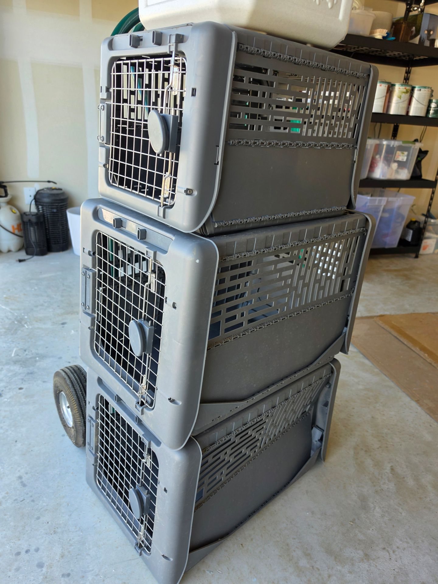 3 Dog Kennels & Food Container