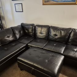 Black FAUX SECTIONAL SOFA