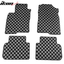 Fits 2022-2026 Honda Civic & Integra Floor Mats Carpets Checkered Black Gray Plaid