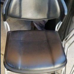 4 Heavy Duty Black Leather Stacking Chairs 