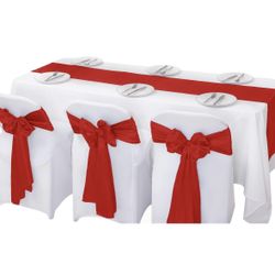 12 Pc Table Runner 12 x 108 Inches Satin Silk Table Runner for Wedding, Birthday Party, Banquets, Graduations Decoration, fit Rectange and Round Tabl